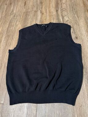 Nautica black sweater vest 100% cotton large ribbed V-neck business casual fall
